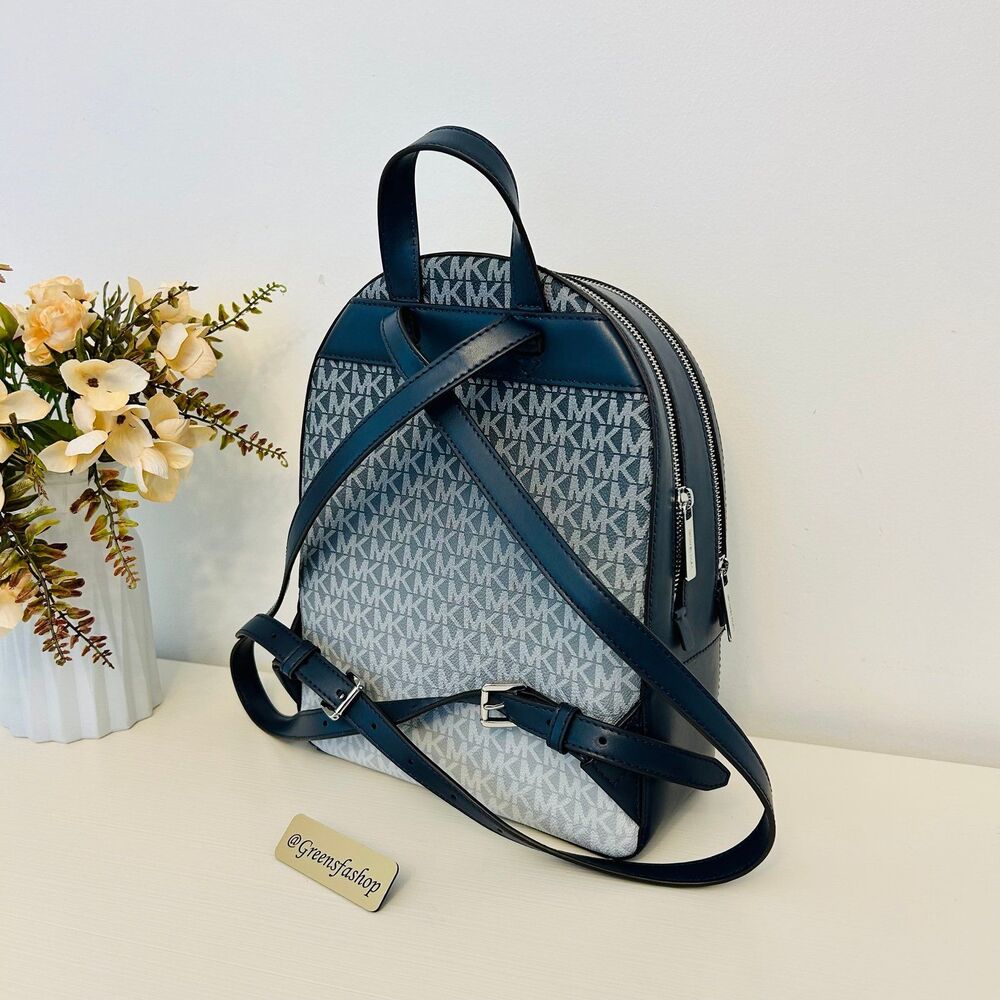 Michael Kors Jaycee Medium Ombré Signature Logo Backpack Navy - Picture 4 of 8